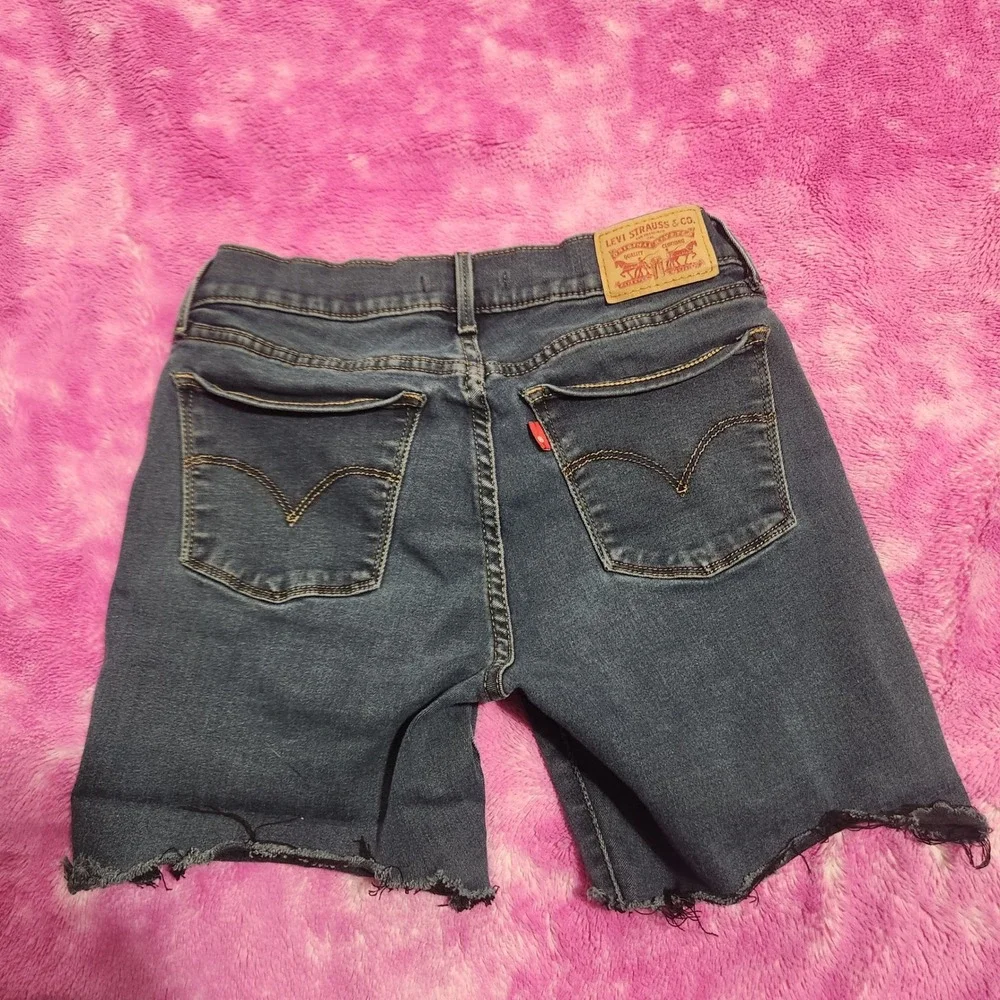 Levi's 710 Super Skinny Cutoff Denim Shorts Size 28 Raw Hem Blue Jeans -See Size